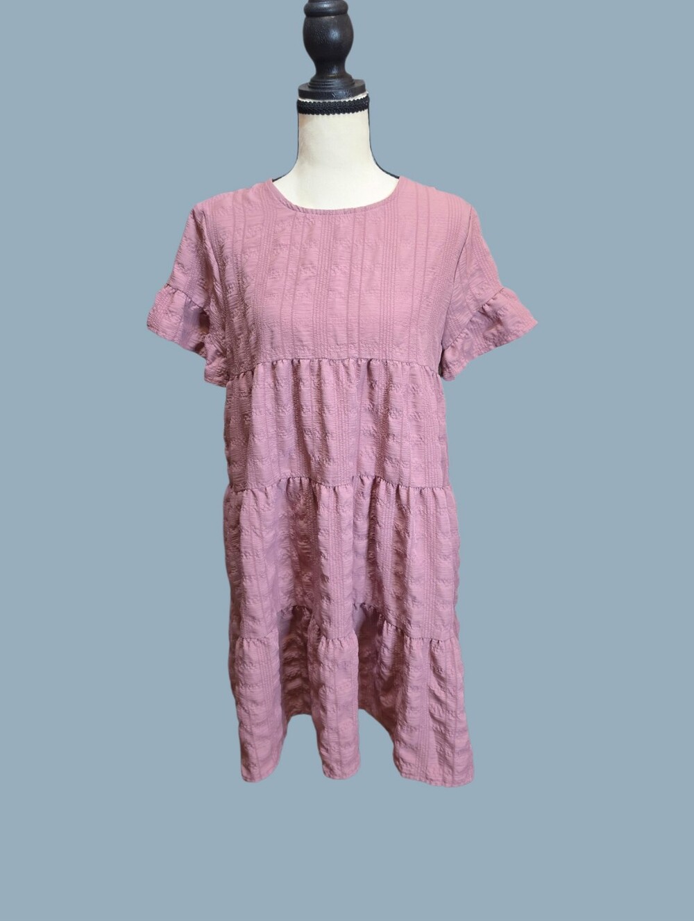 Flowing Blush Pink Rayon Short Sleeve Dress